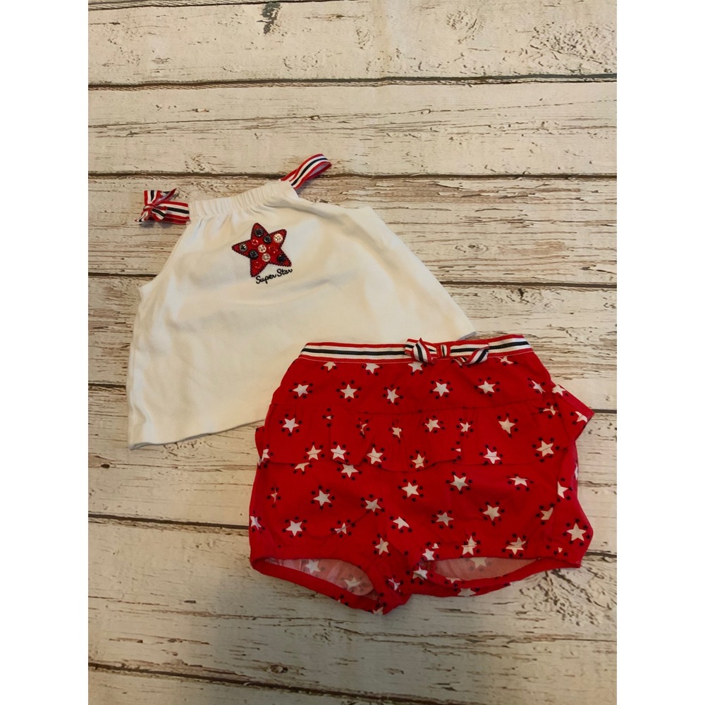 Gymboree Baby Girls Star Halter Top and Ruffle Shorts Set Red White 12-18 Months